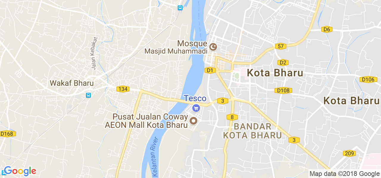 map de la ville de Kota Baharu