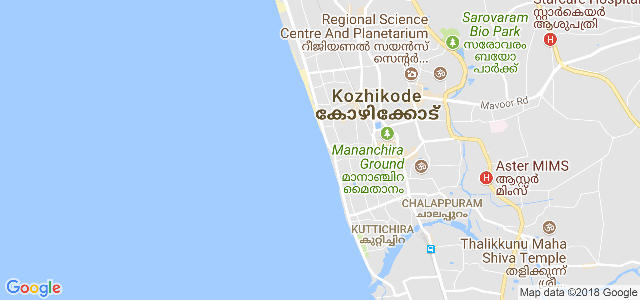 map de la ville de Kozhikode