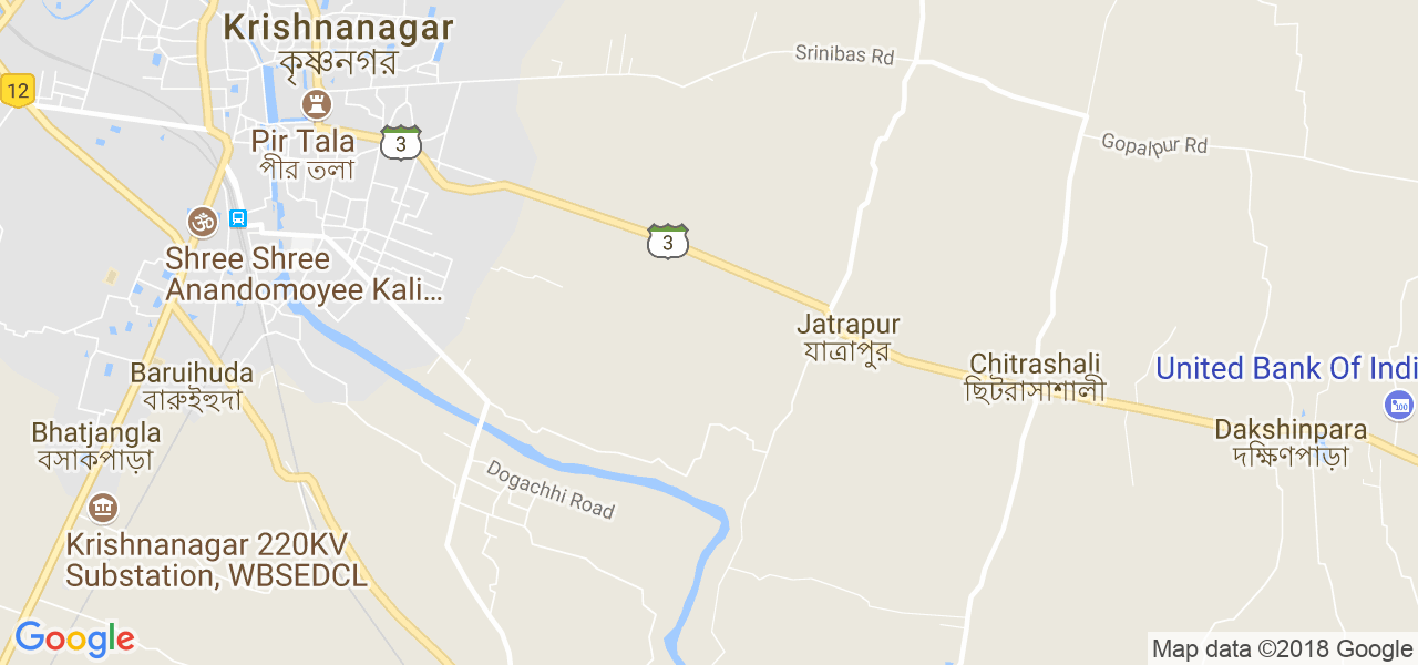 map of the city of Krishnanagar