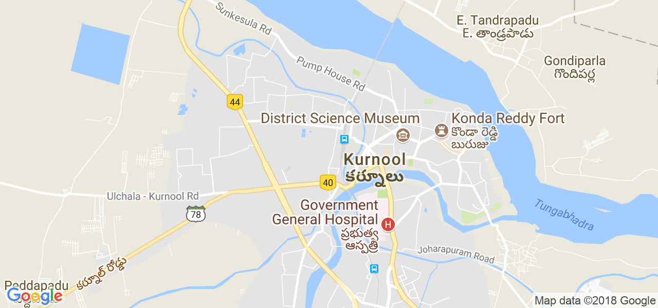 map of the city of Kurnool