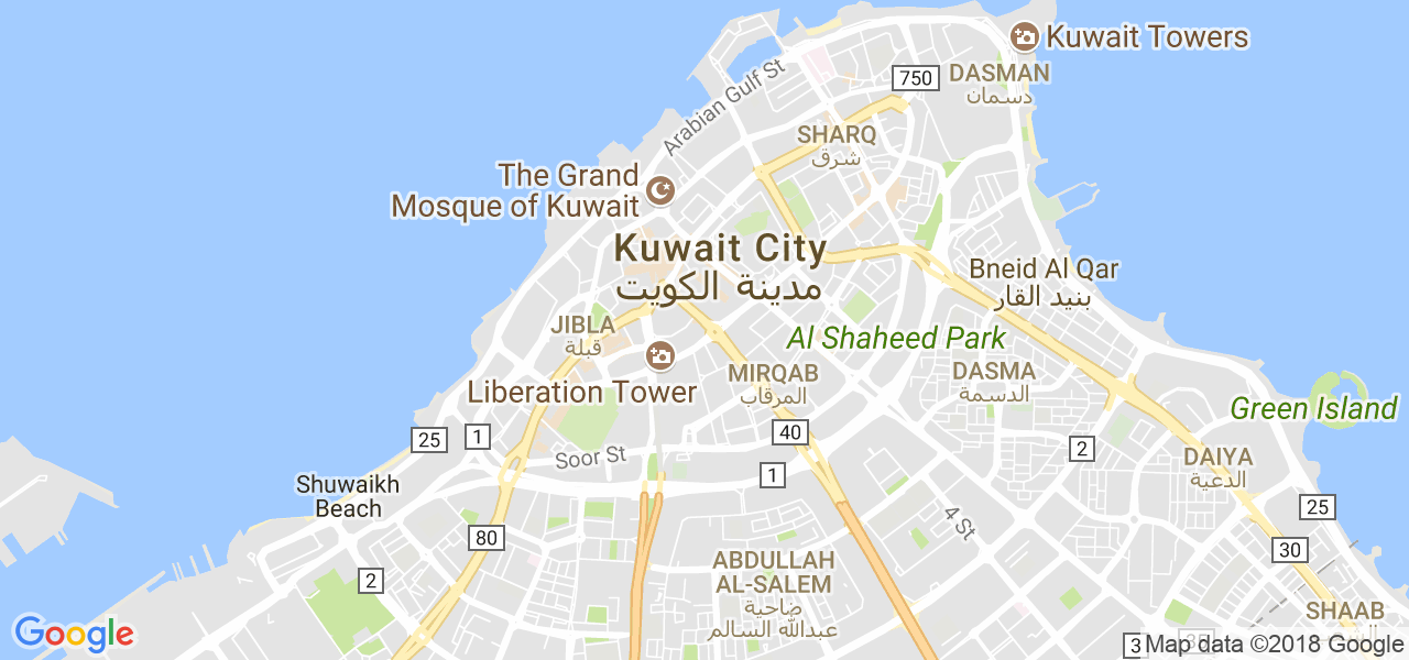 map of the city of Kuwait