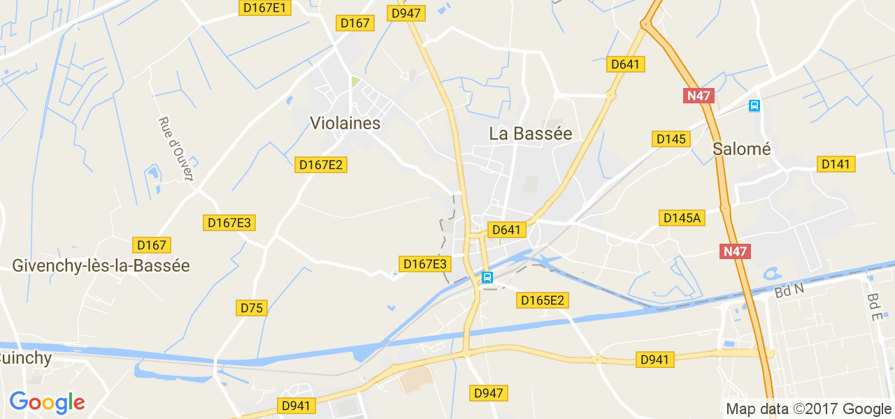 map de la ville de La Bassée