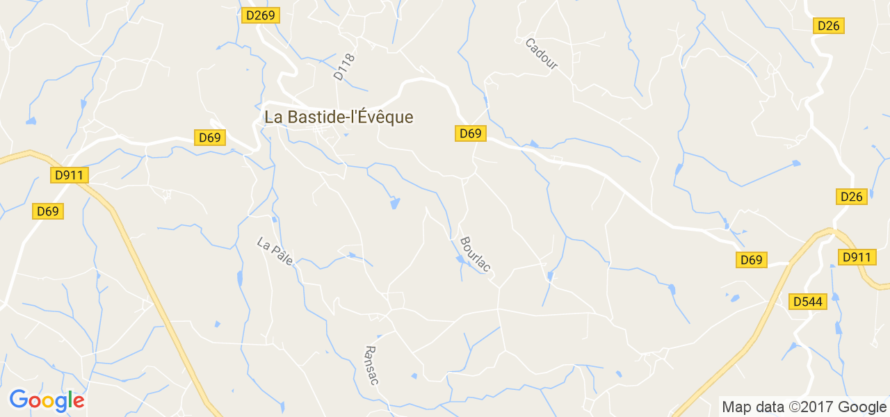 map de la ville de La Bastide-l'Évêque