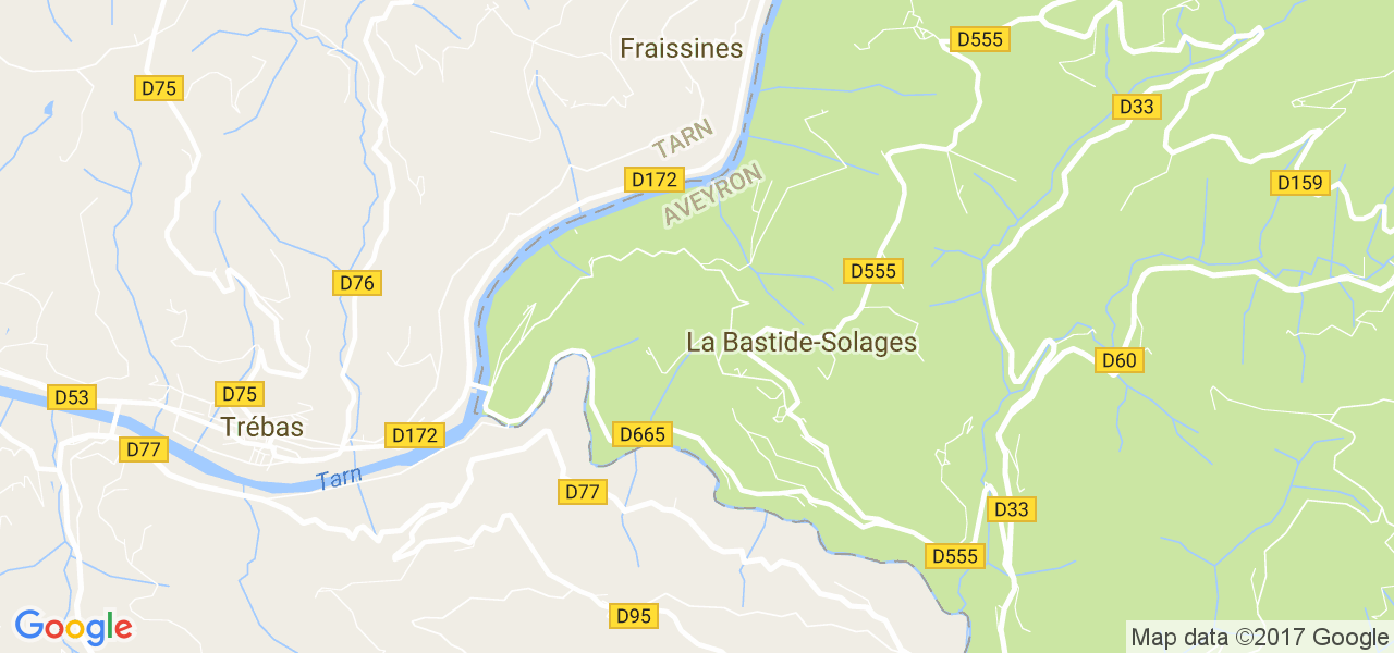 map de la ville de La Bastide-Solages