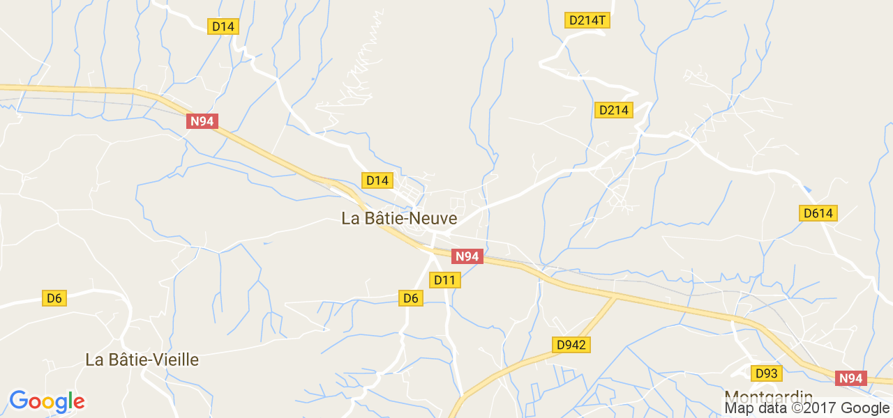 map de la ville de La Bâtie-Neuve