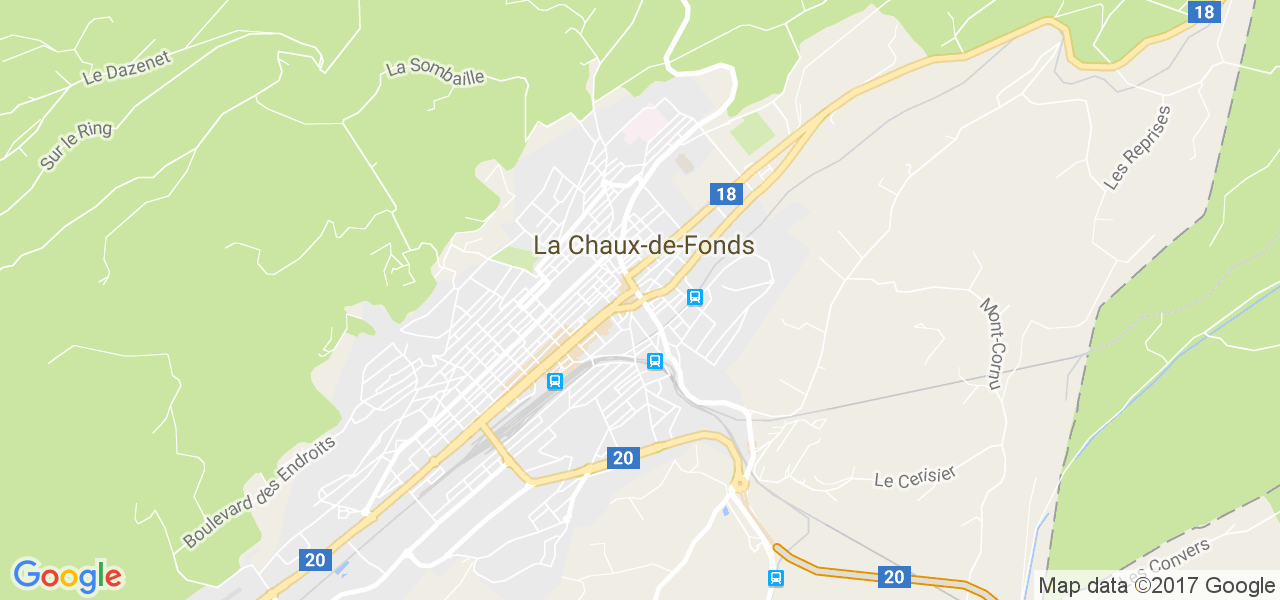 map de la ville de La Chaux-de-Fonds