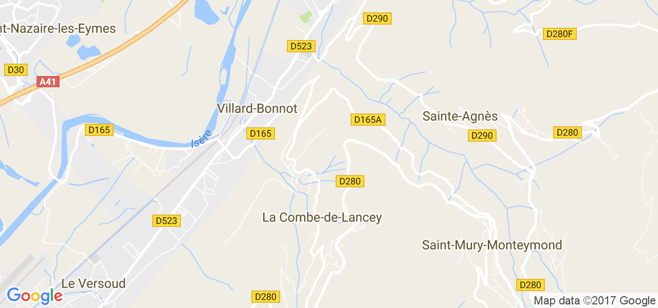 map de la ville de La Combe-de-Lancey