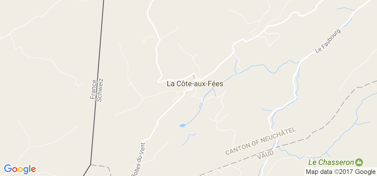 map de la ville de La Côte-aux-Fées