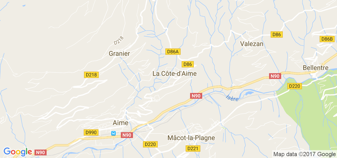 map de la ville de La Côte-d'Aime