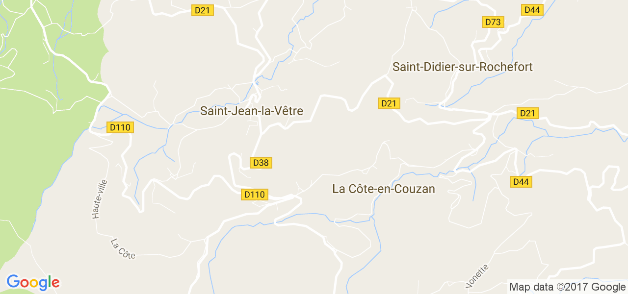 map de la ville de La Côte-en-Couzan