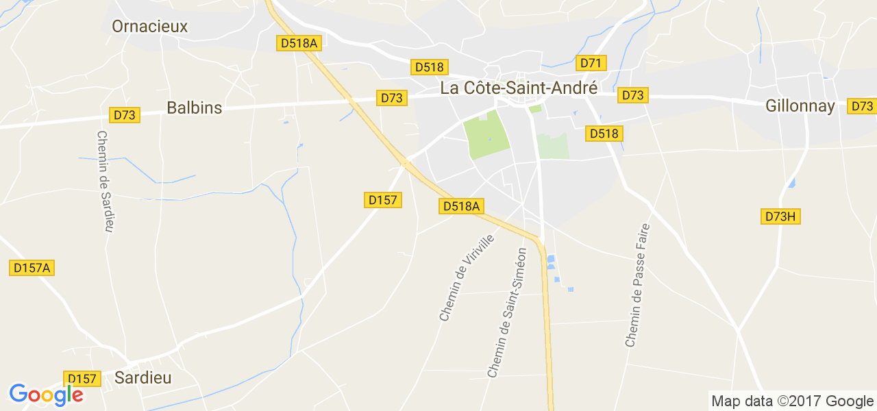 map de la ville de La Côte-Saint-André