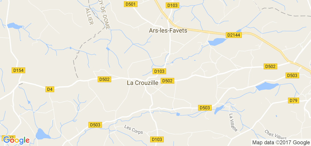 map de la ville de La Crouzille