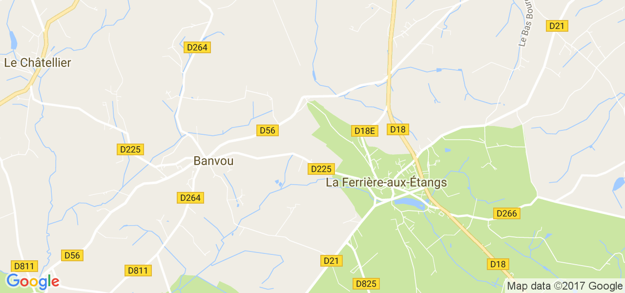 map de la ville de La Ferrière-aux-Étangs