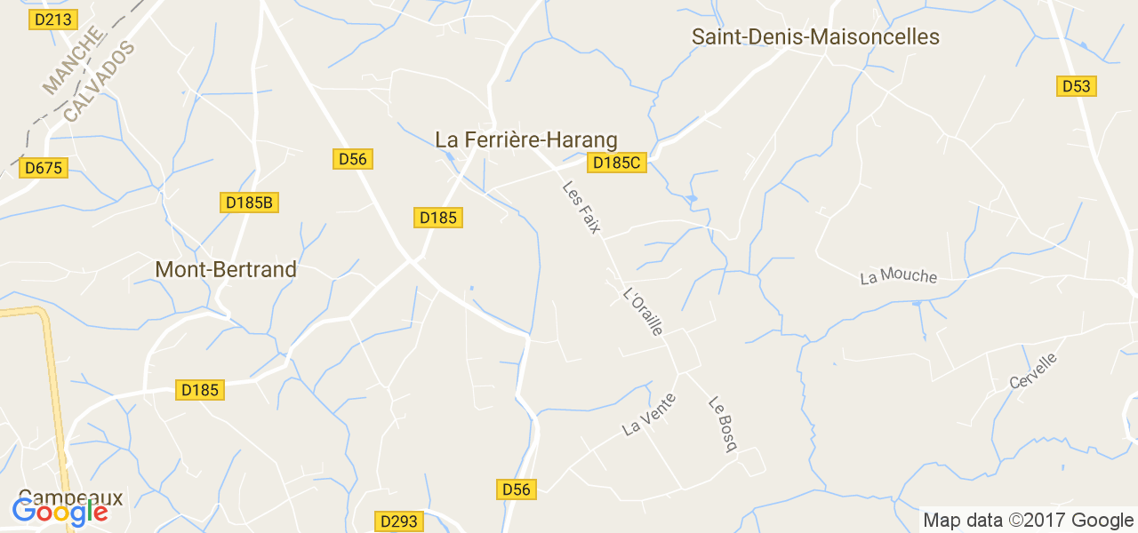 map de la ville de La Ferrière-Harang