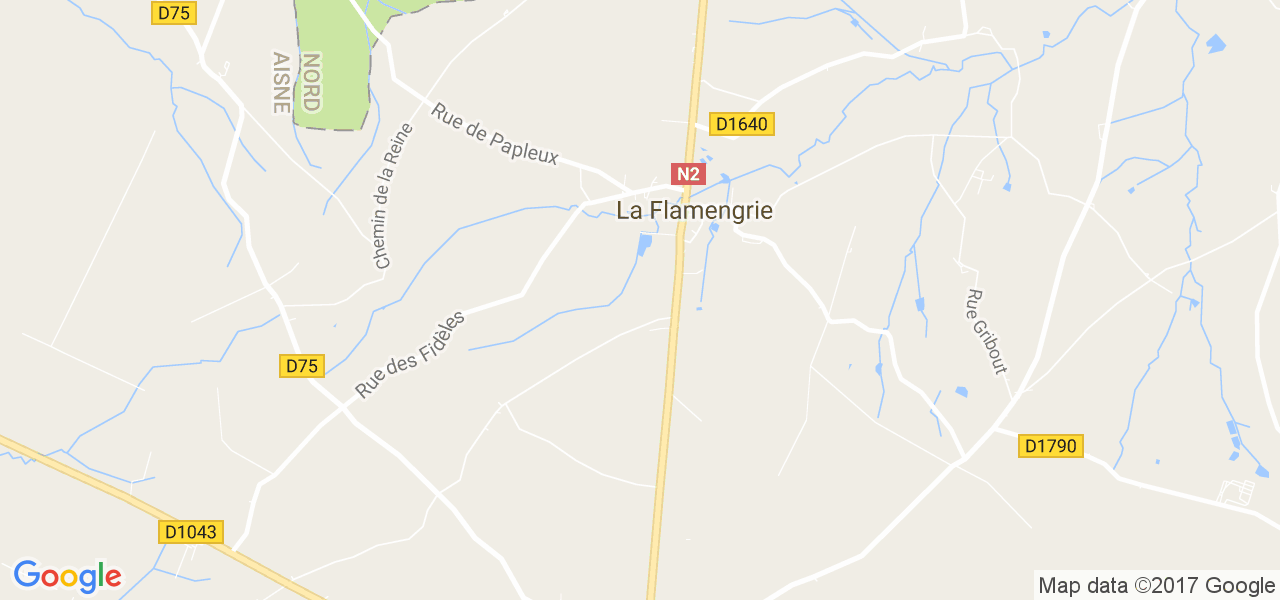 map de la ville de La Flamengrie