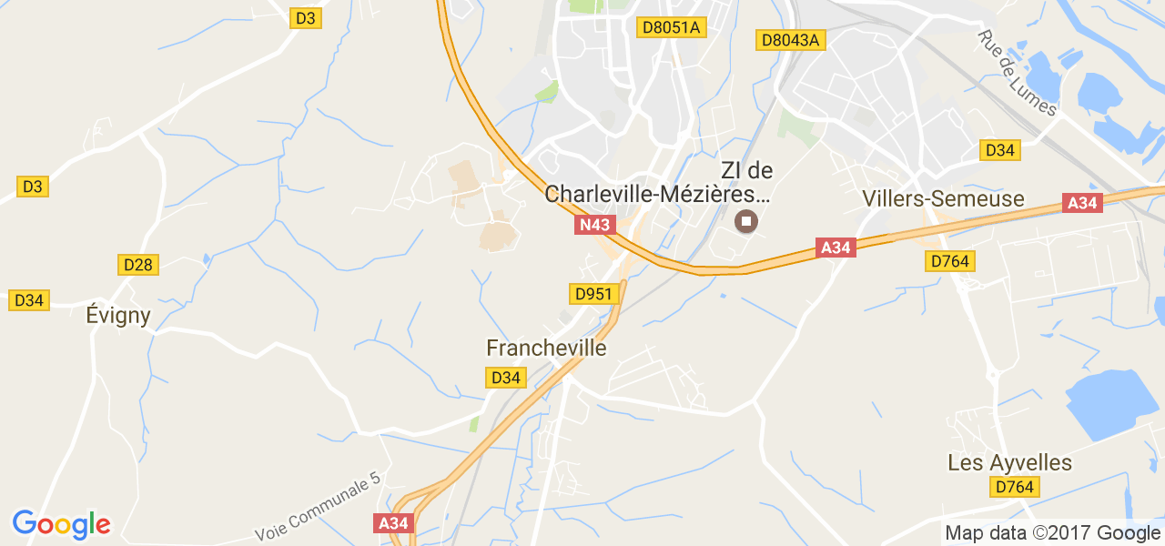 map de la ville de La Francheville