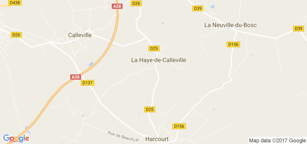 map de la ville de La Haye-de-Calleville