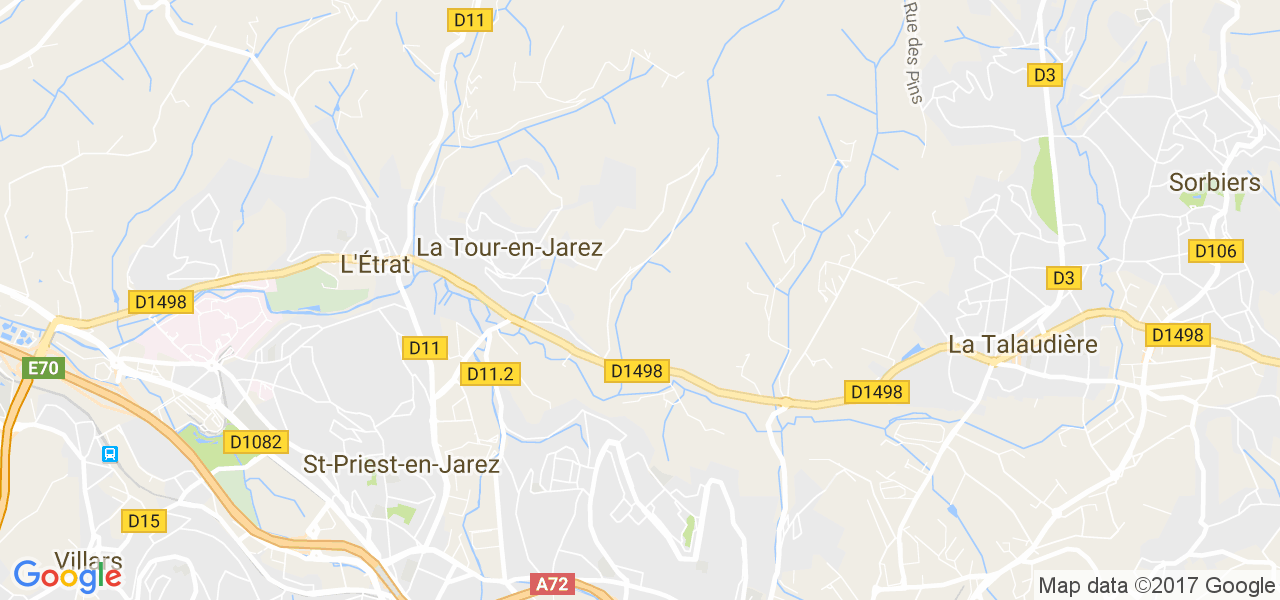 map de la ville de La Tour-en-Jarez