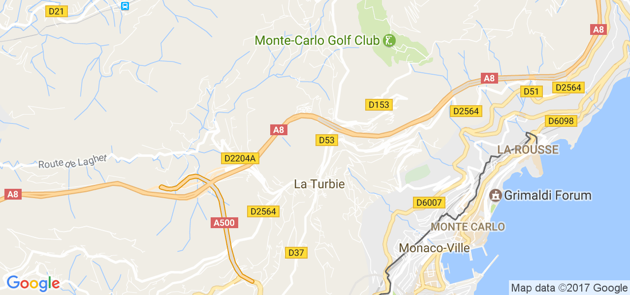 map de la ville de La Turbie