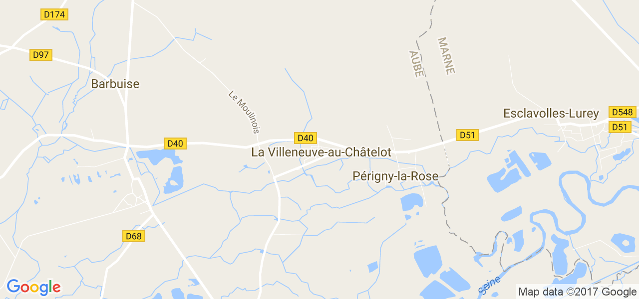 map de la ville de La Villeneuve-au-Châtelot