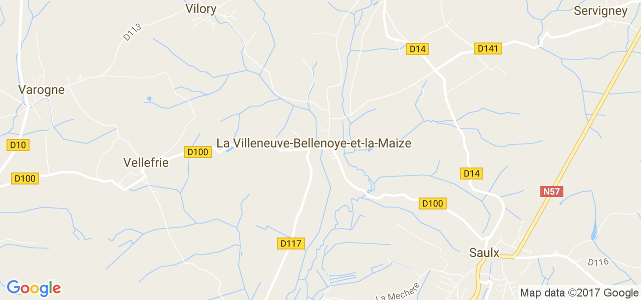 map de la ville de La Villeneuve-Bellenoye-et-la-Maize