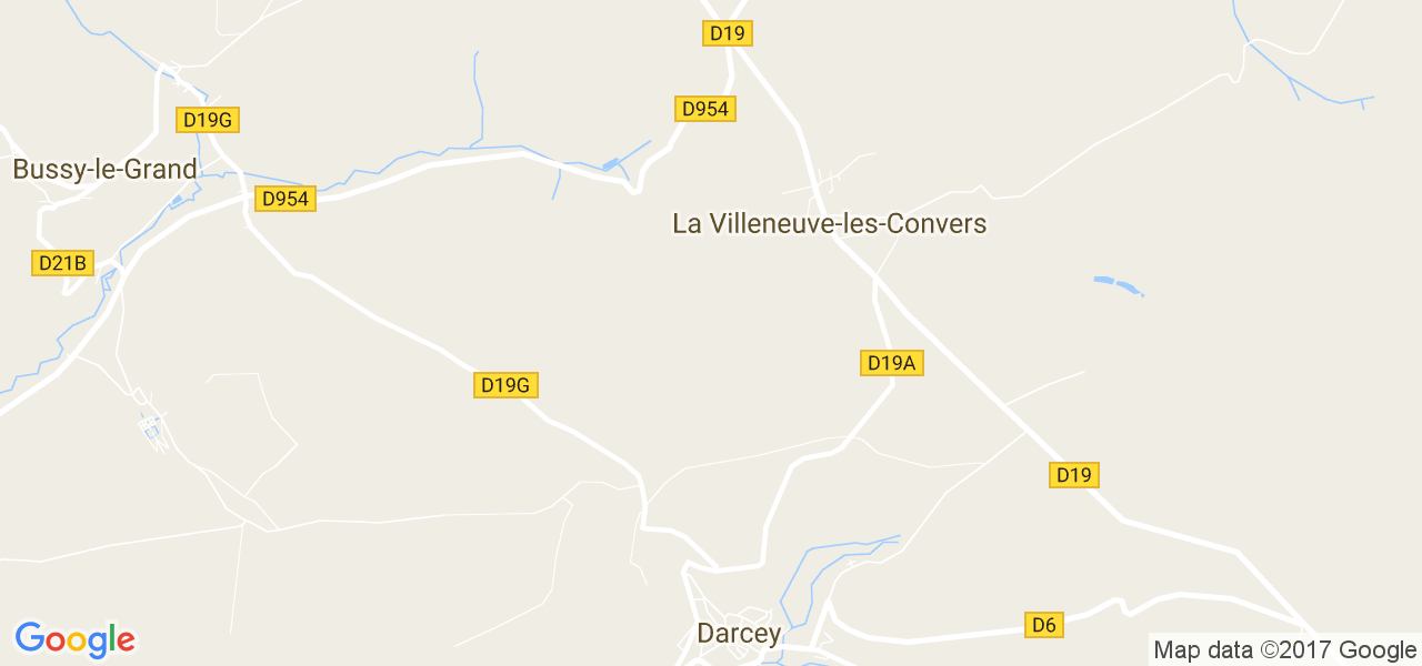 map de la ville de La Villeneuve-les-Convers