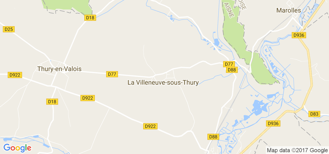 map de la ville de La Villeneuve-sous-Thury