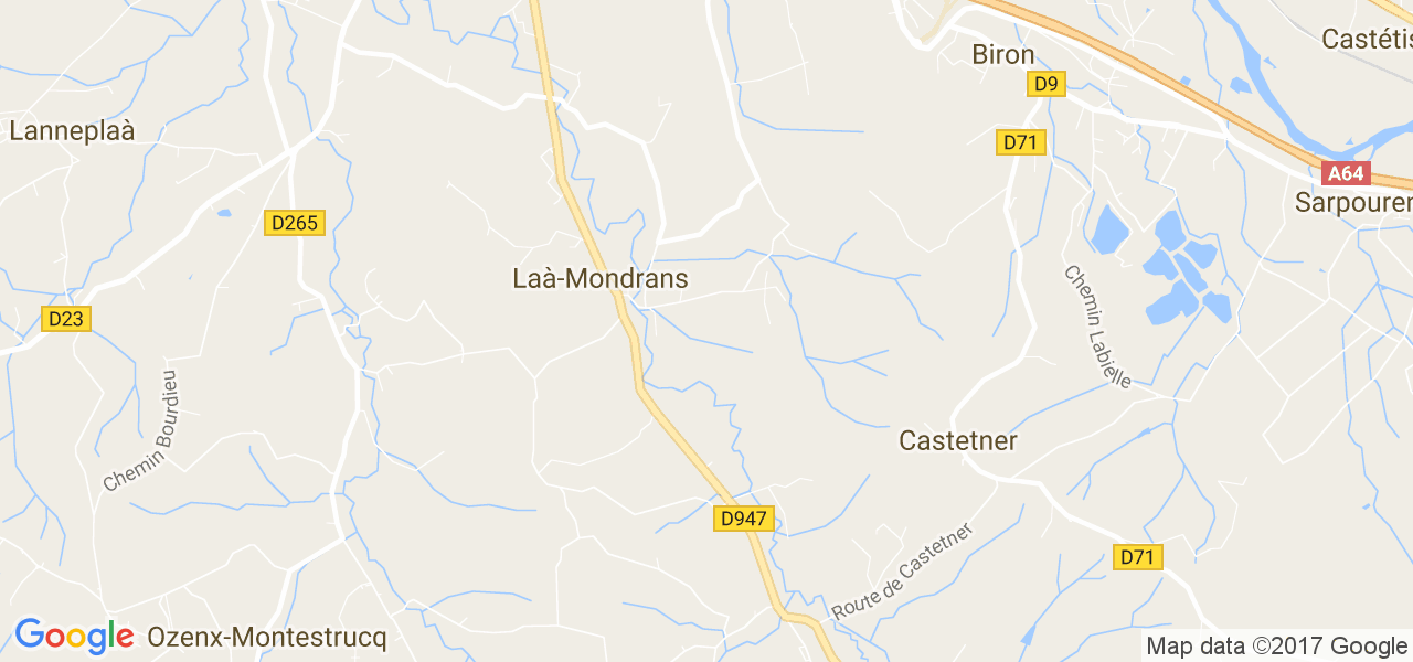 map de la ville de Laà-Mondrans