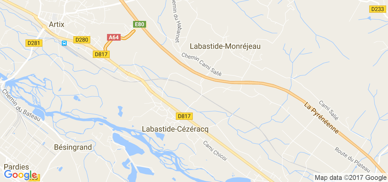 map de la ville de Labastide-Cézéracq