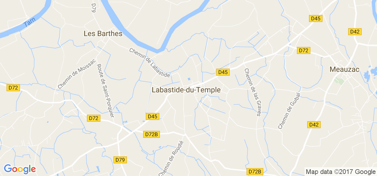 map de la ville de Labastide-du-Temple