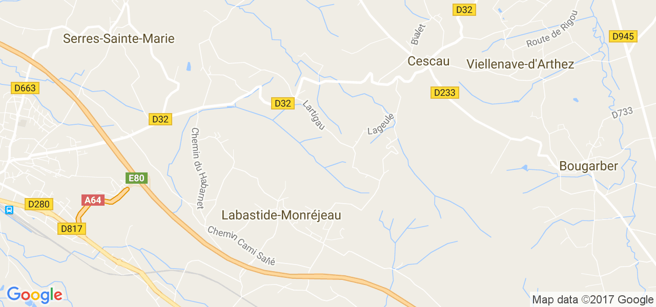 map de la ville de Labastide-Monréjeau