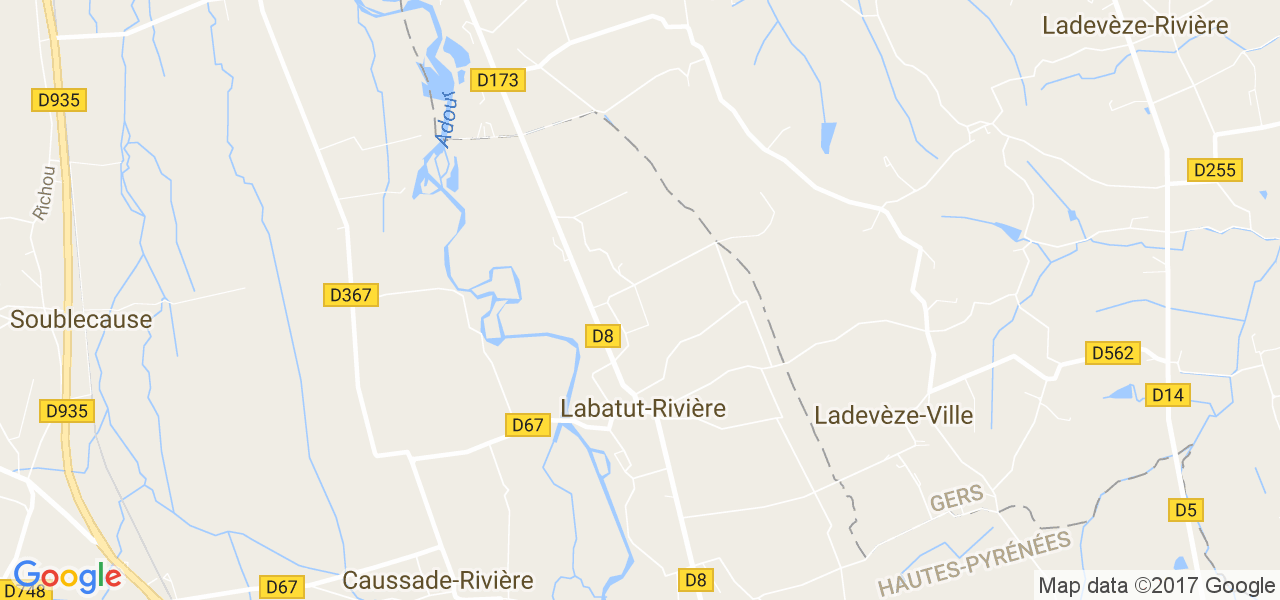 map de la ville de Labatut-Rivière