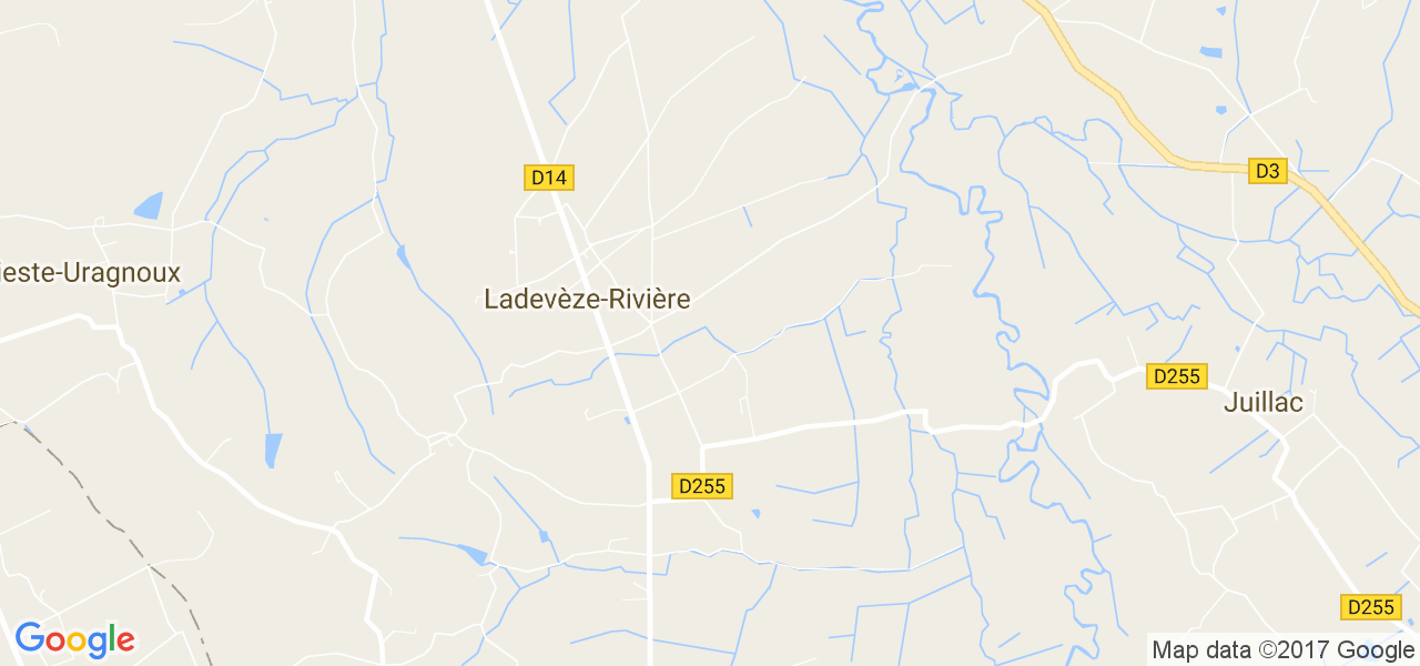 map de la ville de Ladevèze-Rivière