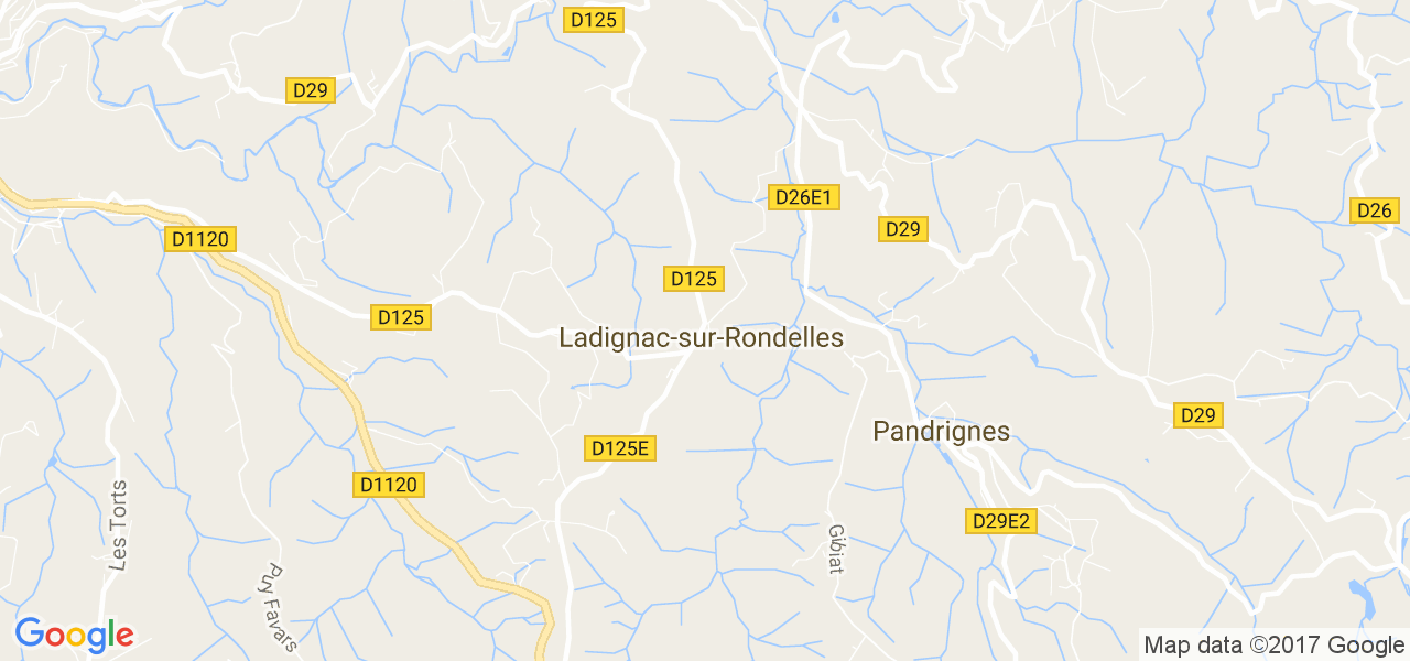 map de la ville de Ladignac-sur-Rondelles