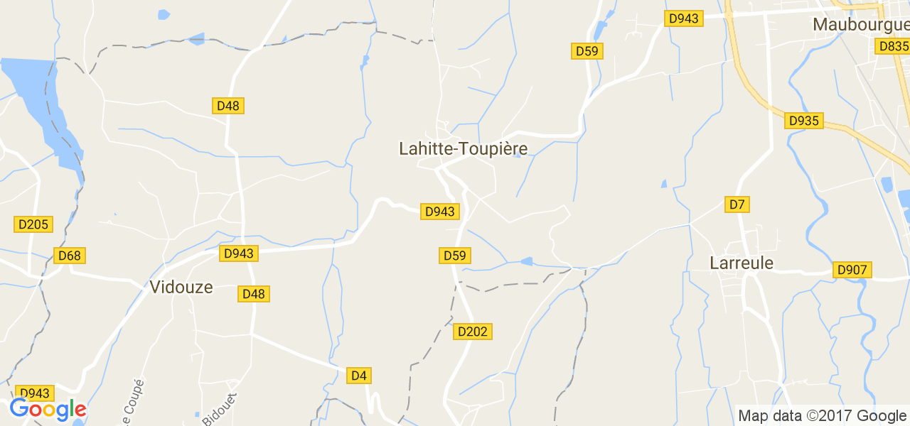 map de la ville de Lahitte-Toupière