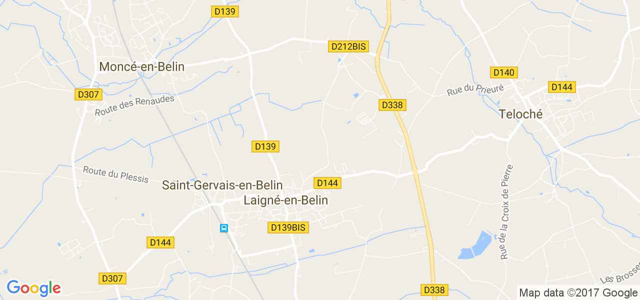 map de la ville de Laigné-en-Belin