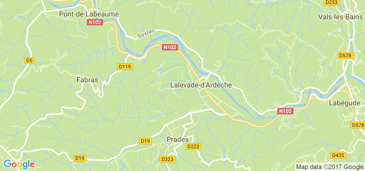 map de la ville de Lalevade-d'Ardèche