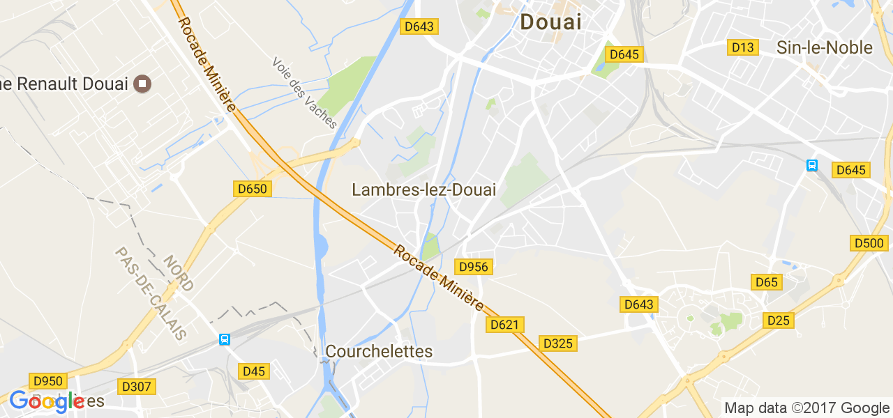 map de la ville de Lambres-lez-Douai