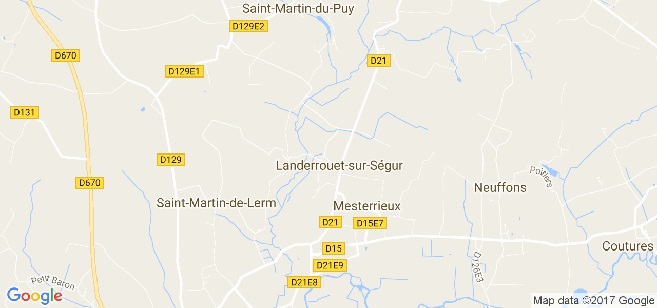 map de la ville de Landerrouet-sur-Ségur