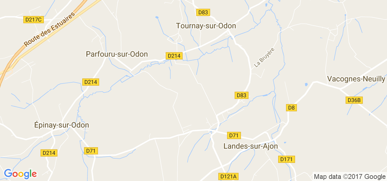 map de la ville de Landes-sur-Ajon