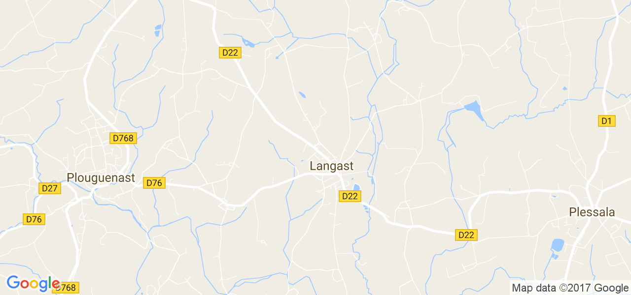 map de la ville de Langast