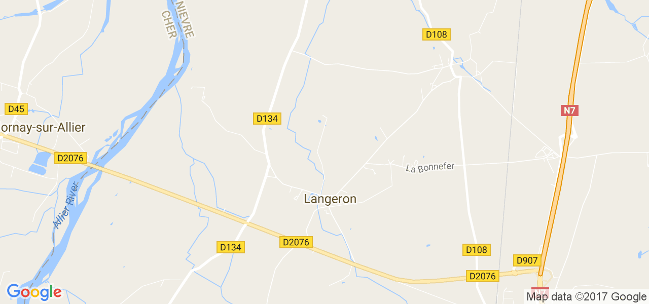 map de la ville de Langeron