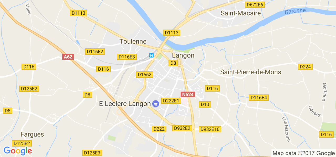 map de la ville de Langon