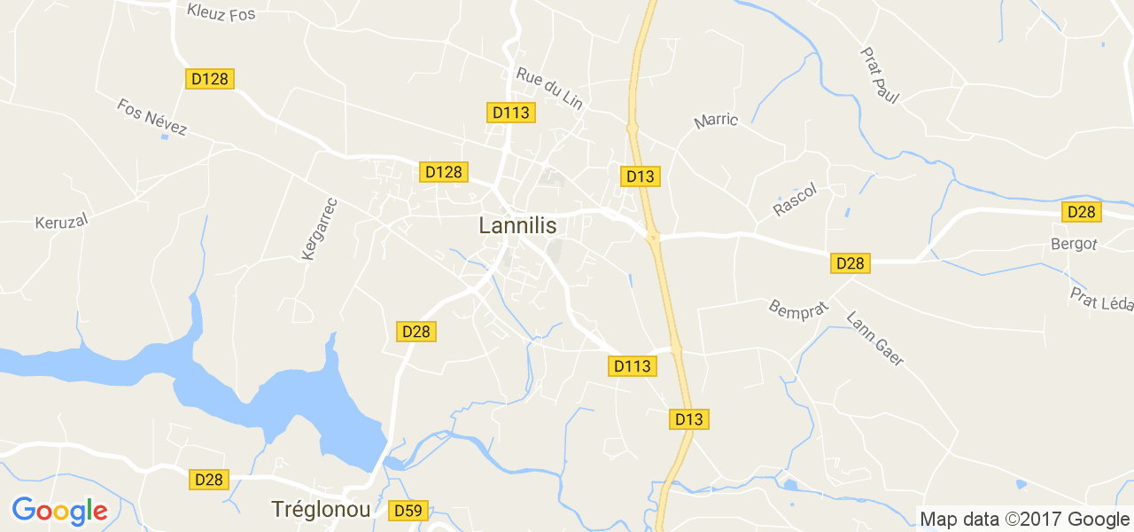 map de la ville de Lannilis
