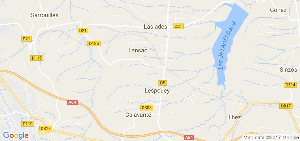 map de la ville de Lansac