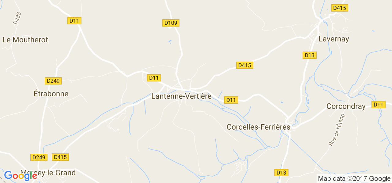 map de la ville de Lantenne-Vertière