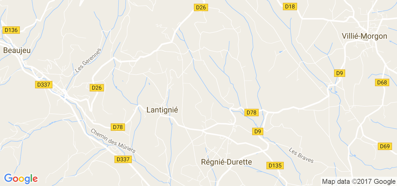 map de la ville de Lantignié