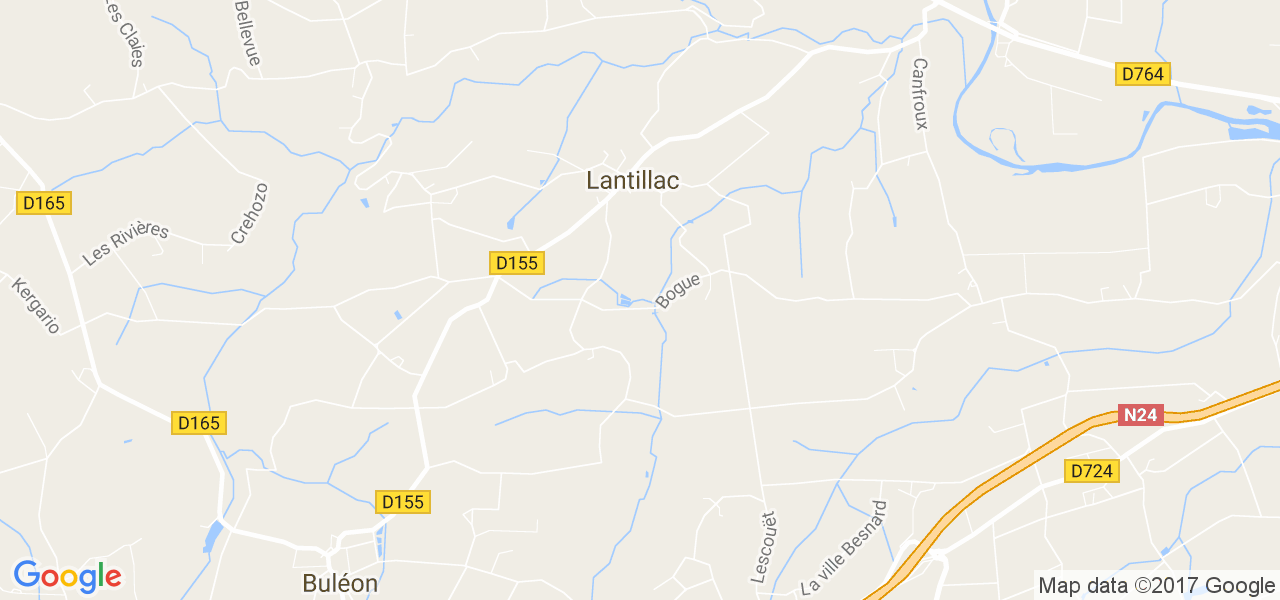map de la ville de Lantillac
