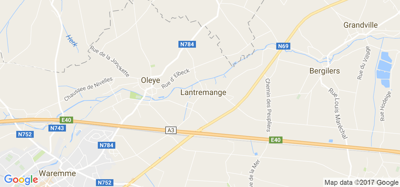 map de la ville de Lantremange