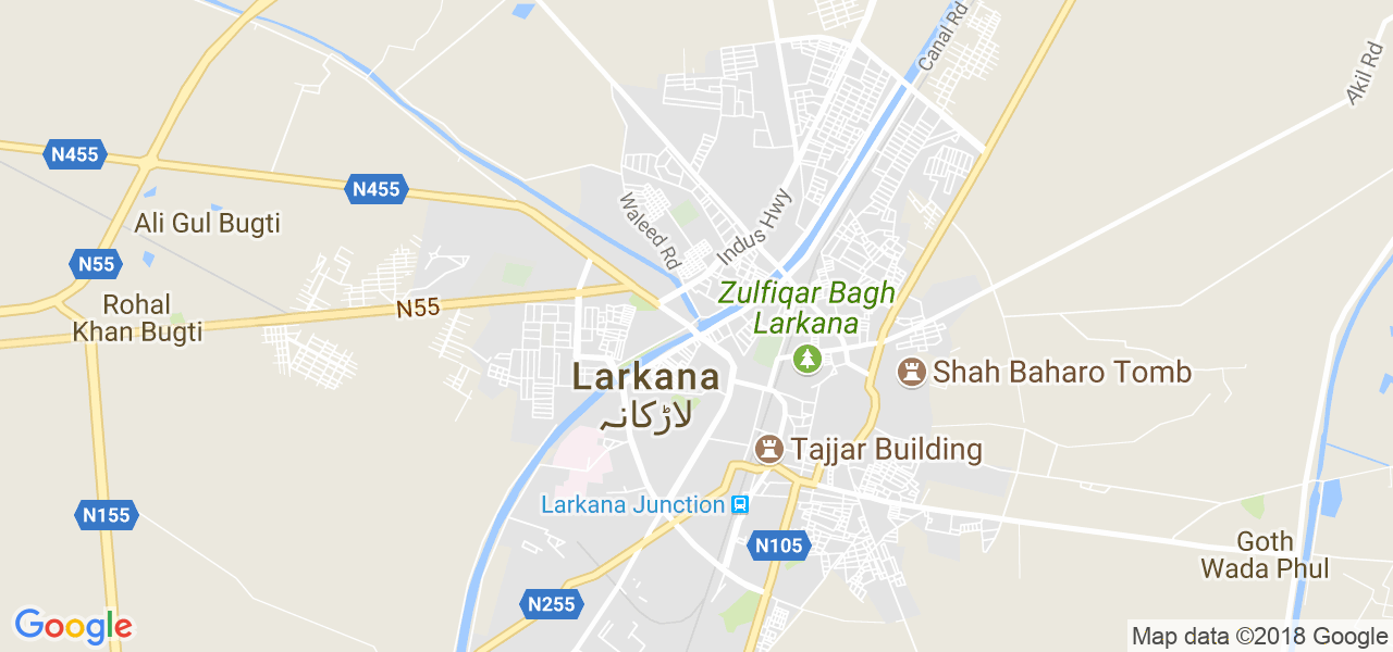 map of the city of Larkana